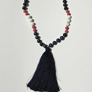 Talbots Adjustable Tassel Beaded Necklace